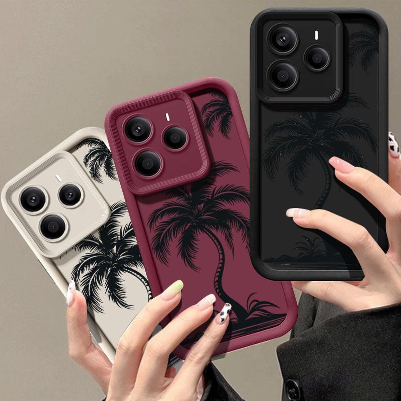 Für Xiaomi 14T Pro 13T Poco X7 F6 Pro X6 Redmi Note 14 15 13 Pro 12 11 Handyhülle Kokospalmen-Druck Anti-Fall Weiches TPU Stoßfest Mattes Stoßstangen-Cover