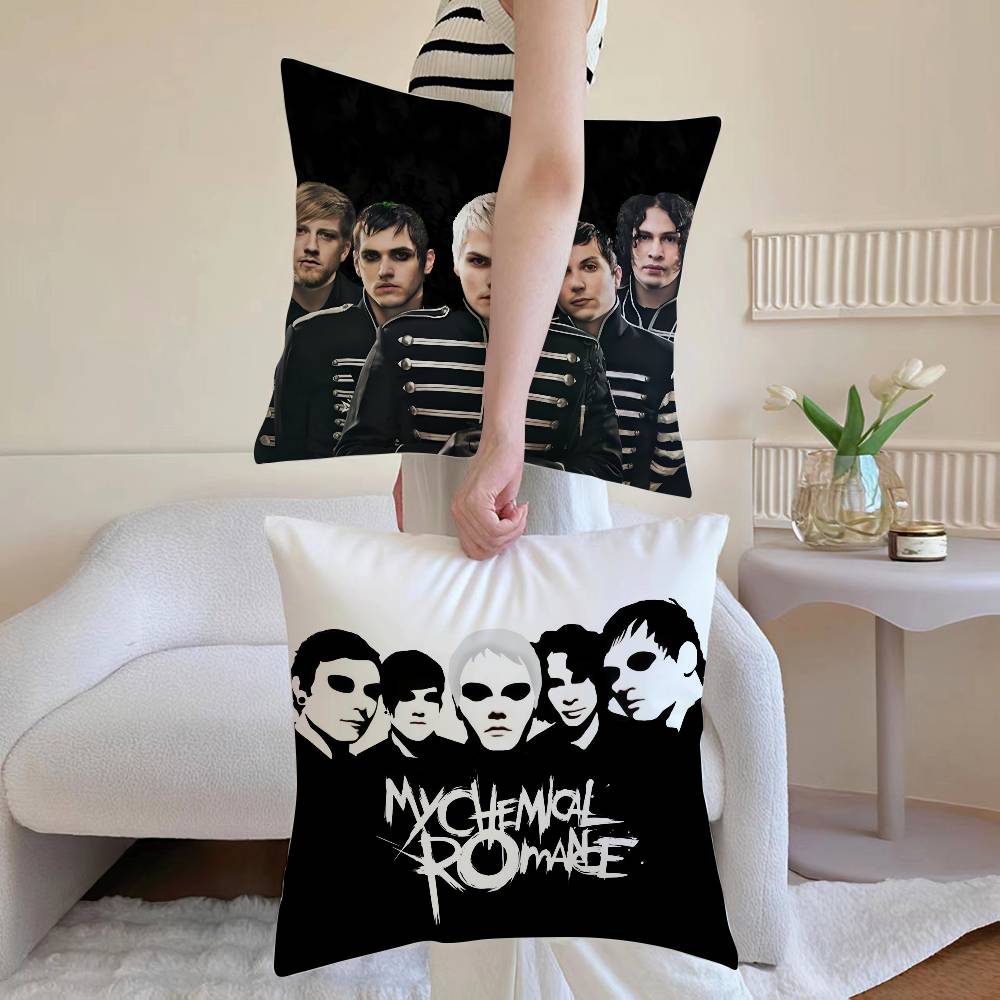 My C-Chemical Romance Pillow Case Anti-dustmite Pillowcase Invisible zipper silky short plush Sofa cushion cover