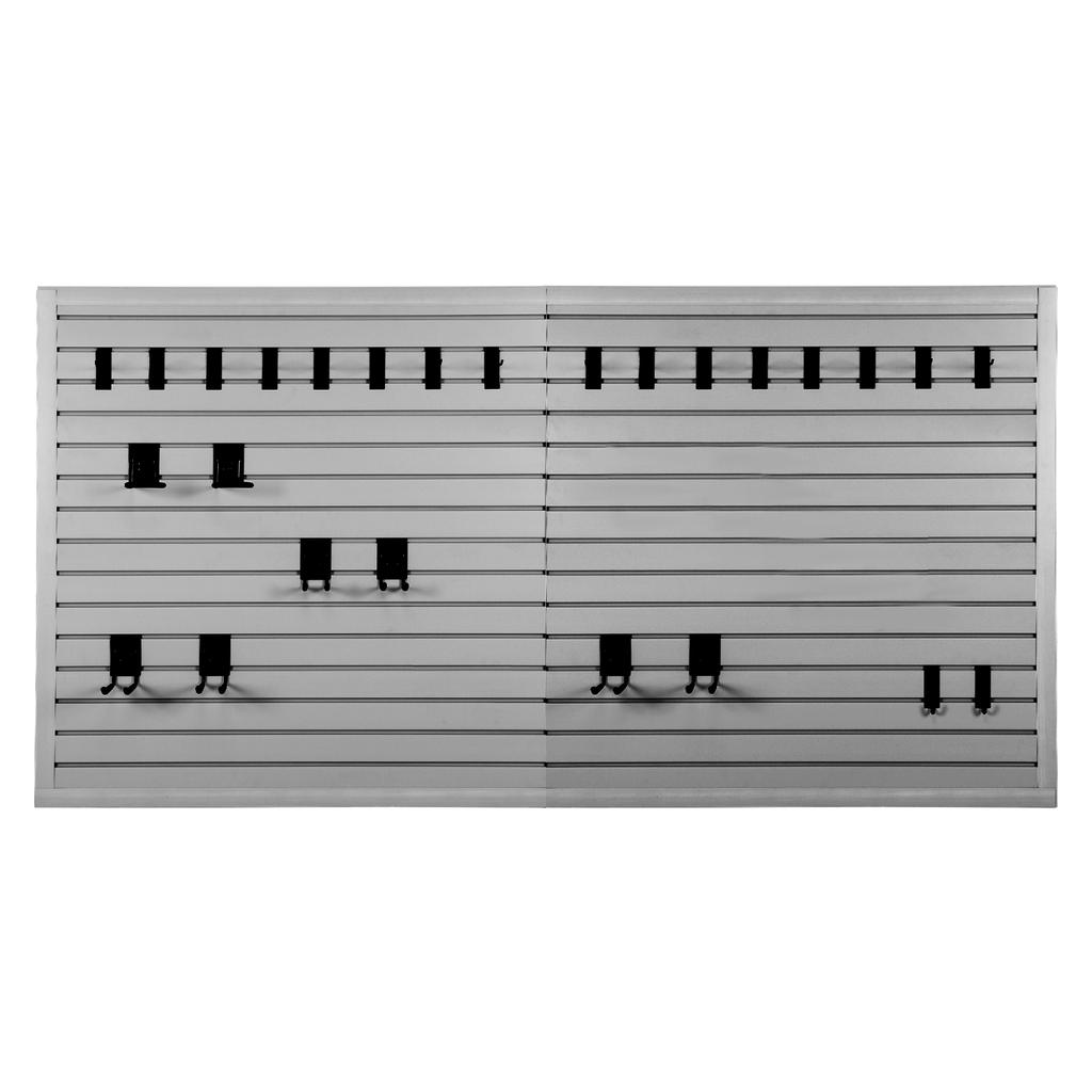 PVC Slatwall Panel Storage Kit 4ft X 8ft 32 Sq Ft 26 Heavy Duty Hooks for Home Garage Retail Guitar Shop Workshop Display