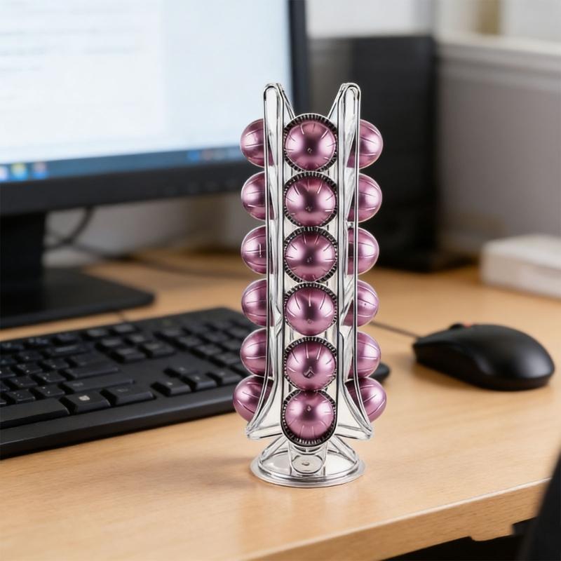 Small Turn Coffee Portion Display Holds 24 Divisions In Sparkling Metal Design Perfect For Small Locations