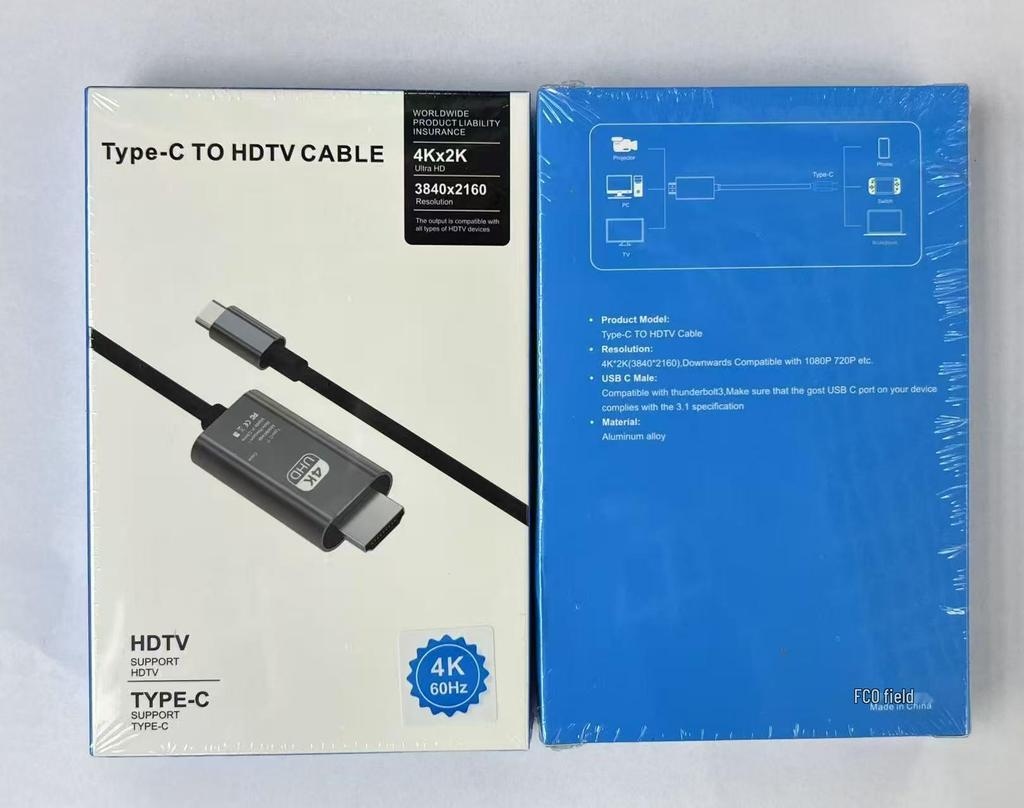 Type-C to HDTV 4K High Definition Adapter Cable for Laptop, Mobile Phone, Tablet, Projector Screen Casting