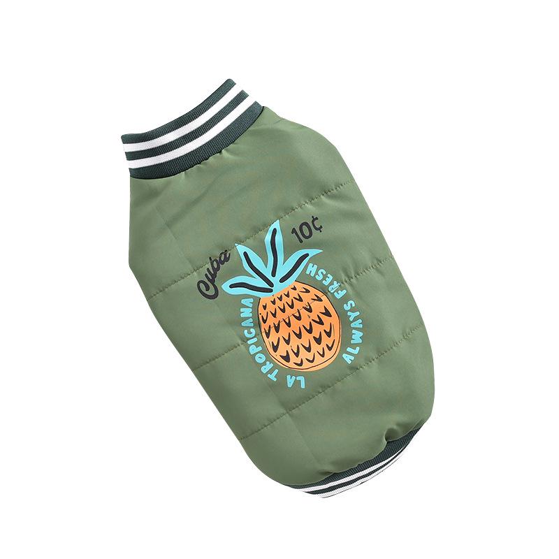 Autumn/Winter Warm Pineapple Pattern Windproof Cotton Pet Clothes for Small/Medium Dogs & Cats