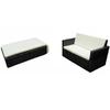 VidaXL Salon de jardin 2 pcs avec coussins Résine tressée Noir
