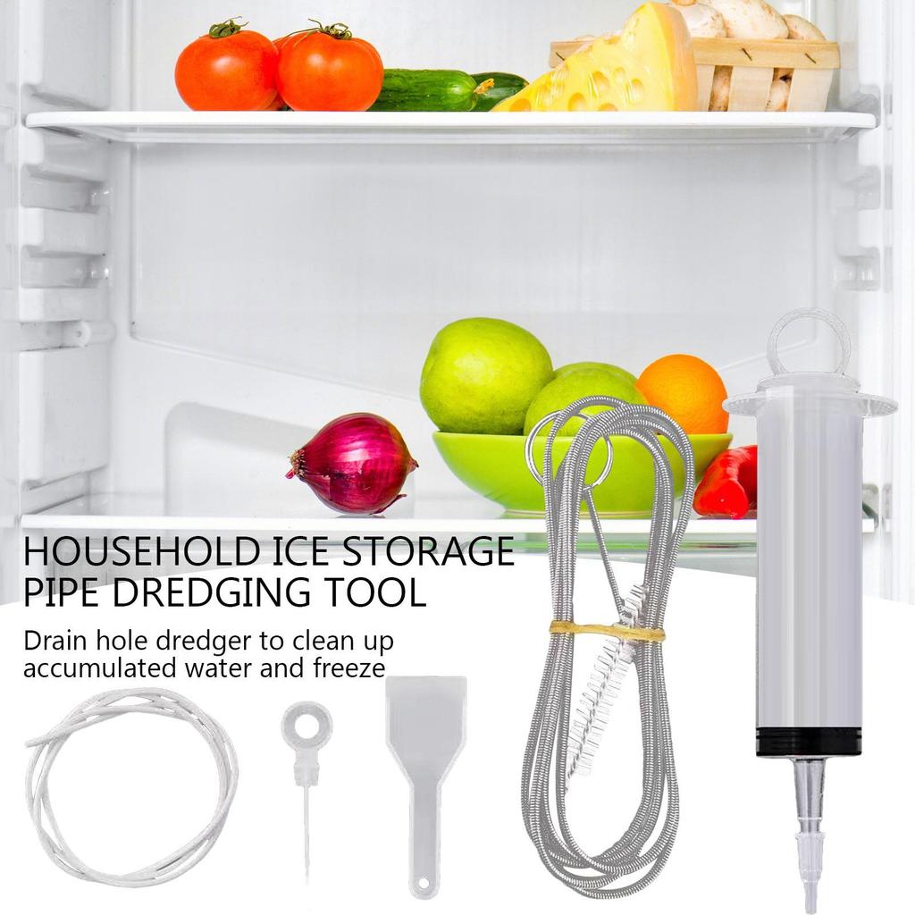 Clean Brush Kit for Refrigerator Drain Wash Brush Suction Syringe 1.5M Hose Fridge Drain Hole Cleaner Stick Dredge Tool