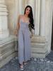 European and American style 2026 new V-neck suspender women's clothing sexy backless solid color casual wide-leg jumpsuit wholesale