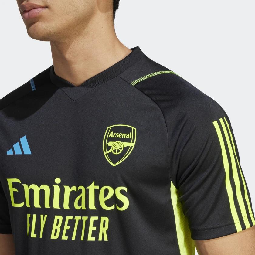 Adidas Arsenal Tiro 23 Training Jersey Color Block Short Sleeve Football Shirt Men Tops Black HZ2181