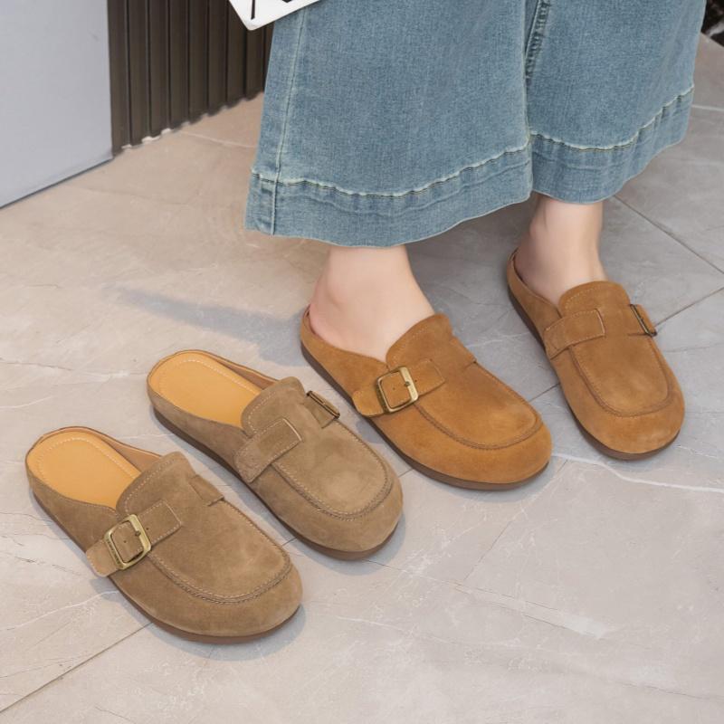 Fashion Genuine Leather Female Slippers 2025 New Fashion Non Slip Casual Women's Slippers Flats Shoes Comfortable Soft Women Flat Shoes