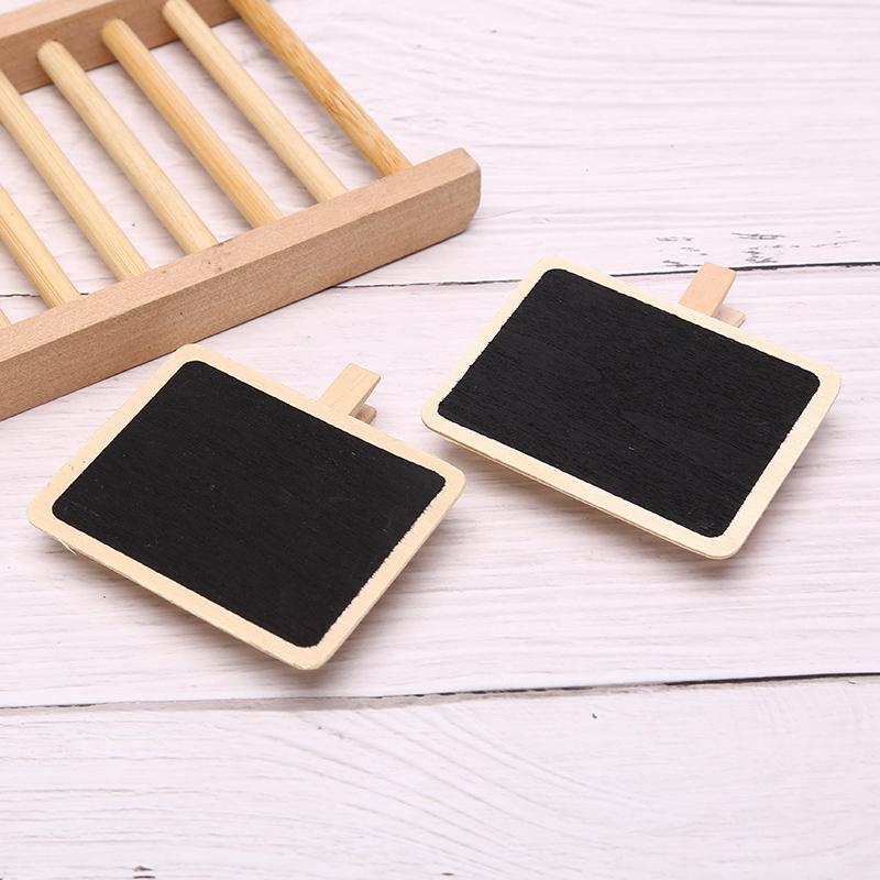 10Pcs Mini Wooden Blackboard Clip Message Note Board Home Store Decoration