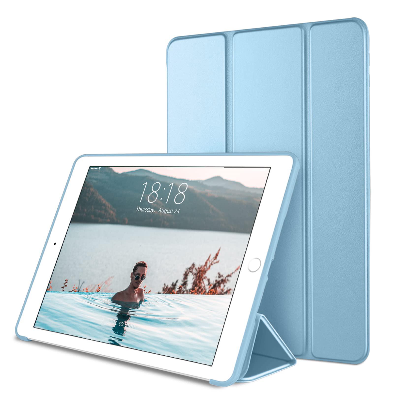 Pour iPad 9.7 5ème 6ème Génération / Air1 Air2 9.7 2013 2014 Housse Intelligente à Rabat, Étui en Silicone pour Tablette avec Réveil/Veille Automatique