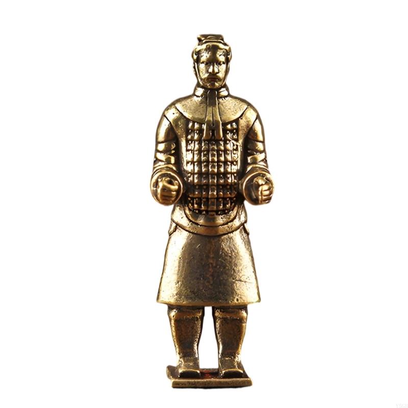 Terracotta Soldier Figurine Decors Brasses Miniature Chinese Soldier Ornament for Desk Shelf Study Room Office Display and Y5GB