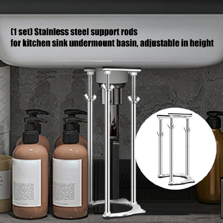 Rustproof Kitchen Sink Support System with 41cm to 71cm Height Adjustment Ranges Strong Metal Sink Stabilizer for Home