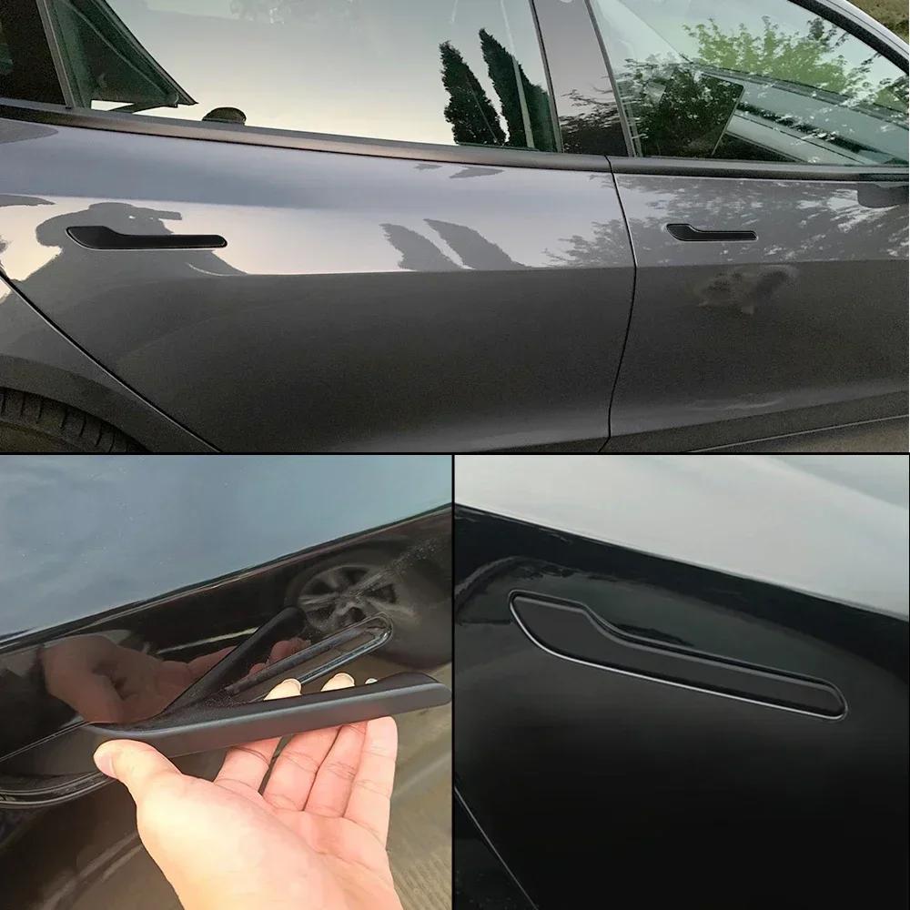 4Pcs/Set ABS Carbon Fiber Car Door Handle Wrap Cover Stickers Accessorie For Tesla Model Y Launch Model 3/Y/3