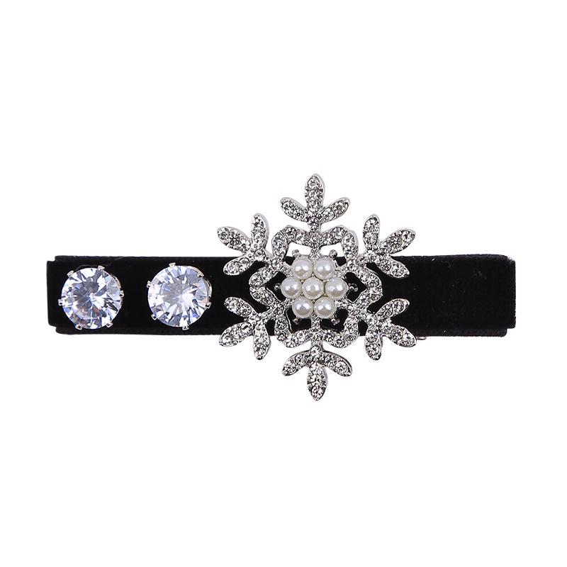 Fermaglio per capelli a fiocco di neve di alta gamma con strass - Accessorio da donna autunno/inverno per frangia e fronte
