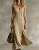 2026 New Spring and Summer Fashion Cotton and Linen Sleeveless V-neck Button Placket Dress Women's Clothing