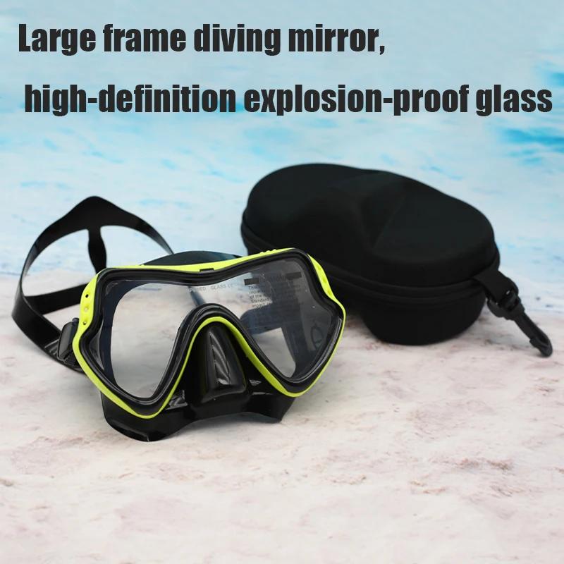 Professional Diving Goggles Waterproof Anti Fog Diving Mask Mirror Silicone Snorkel Mask Tempered Glass Snorkeling Set