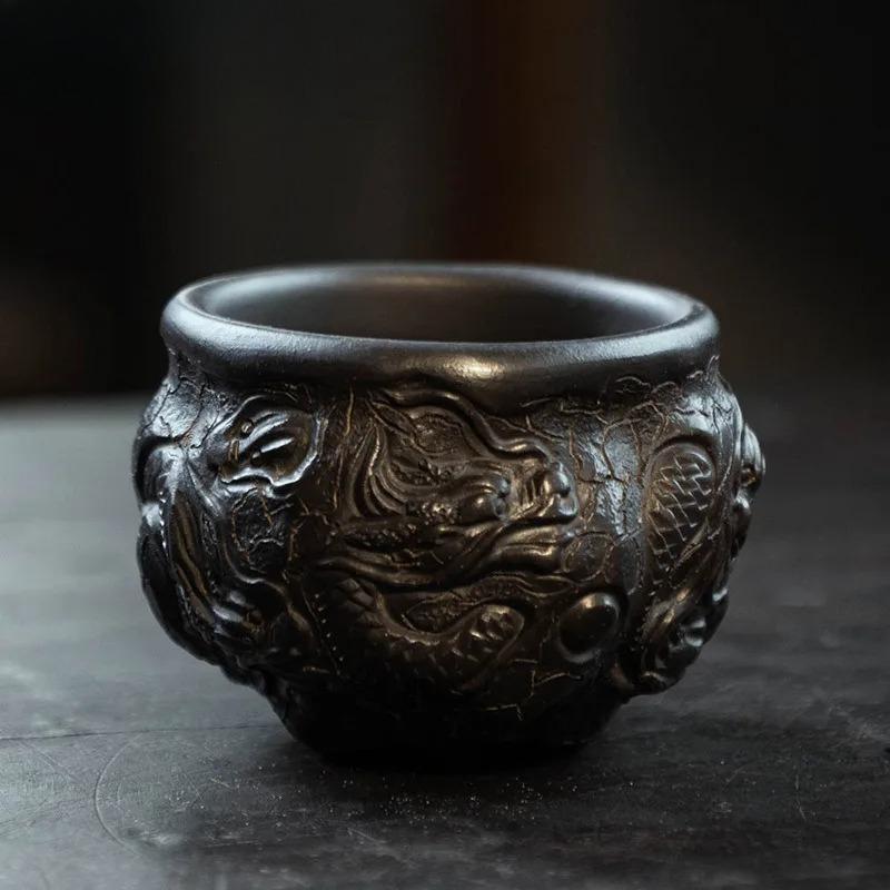 100ml Yixing Zisha Nine Dragon Fish Transforms Teacup Zen Tea Bowl Cute Cup Tea-tasting Smelling Cup Jianzhan Master Cups Teaset