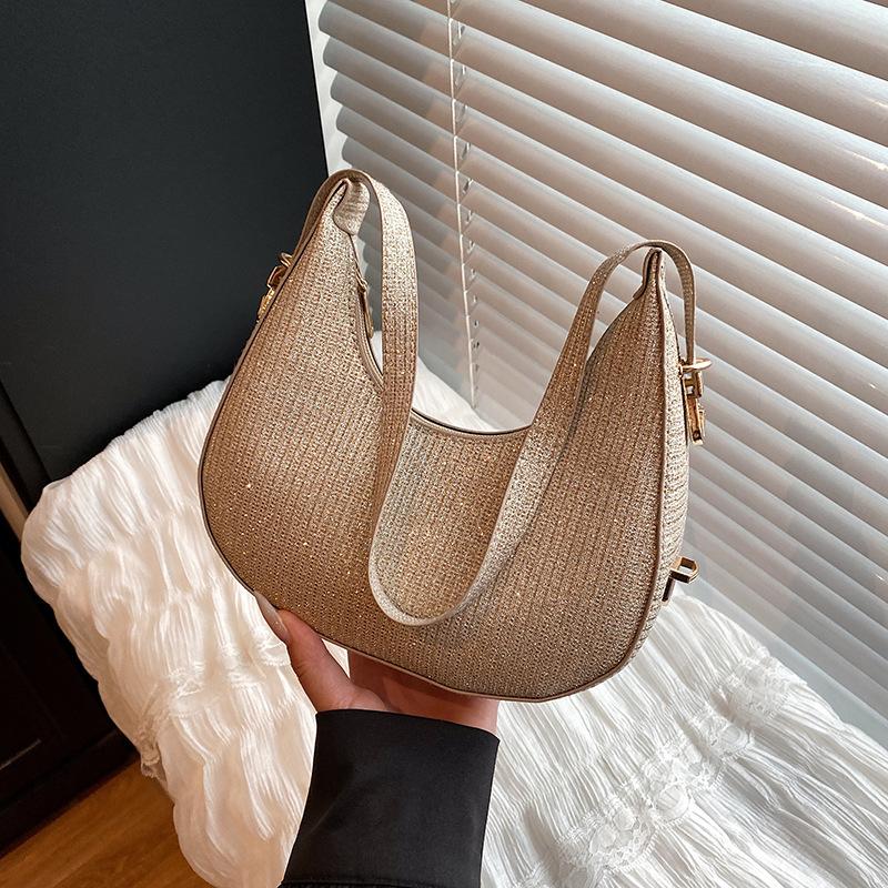 Textured New Product Temperament Simple New Summer Shiny New Foreign Style Underarm Shoulder Bag Trendy Dumpling Bag