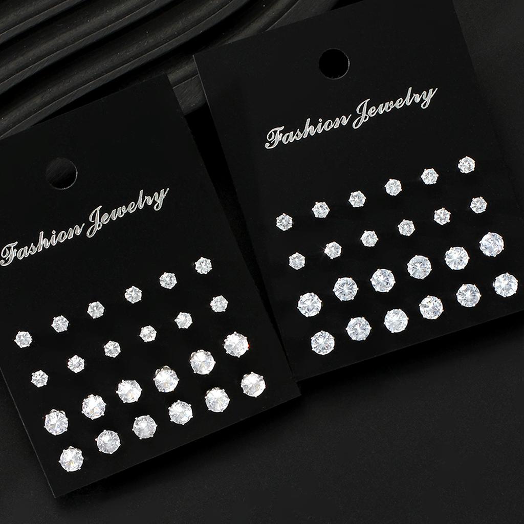48 Stück Modischer Zirkon Ohrstecker Set Für Damen Herren Einfach Exquisit Luxus Geometrisch Ohrring Unisex Ohrpiercing Schmuck Geschenk