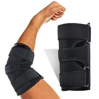 Doppelte Stahlplatten-Ellenbogenbandage Superstarke Unterstützung Atmungsaktiver Ellenbogenstabilisator Unterstützung Abnehmbar Eine Größe passt allen
