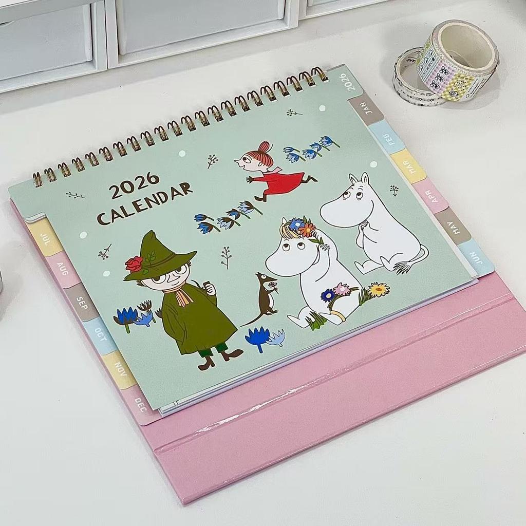 Moomin 2026 Desk Calendar, Double-Sided Print, with Photo Stickers, Home Decor, Stationery, Office Supplies, Gift, Birthday, Collectible [Parallel Imp