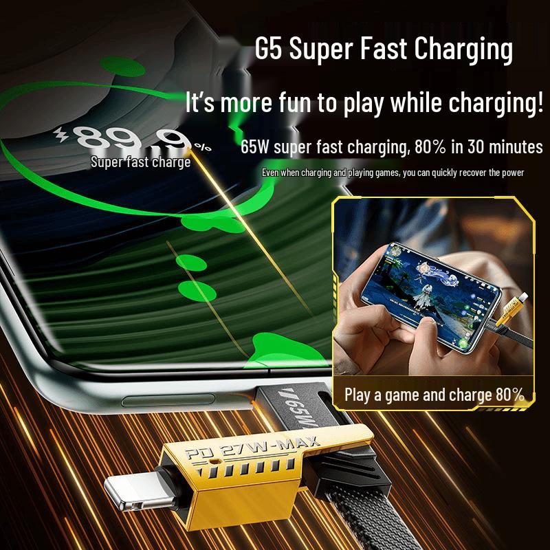 65W Multi-Functional Fast Charging Cable for Apple & Huawei - Four-in-One, Two-to-Two PD Compatible Data Cable