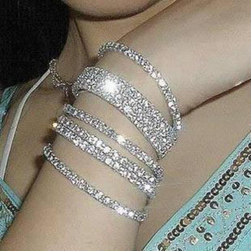 Korean Style Fashionable Super Flash Full Diamond Single Row Elastic Bracelet Bracelet Handpiece