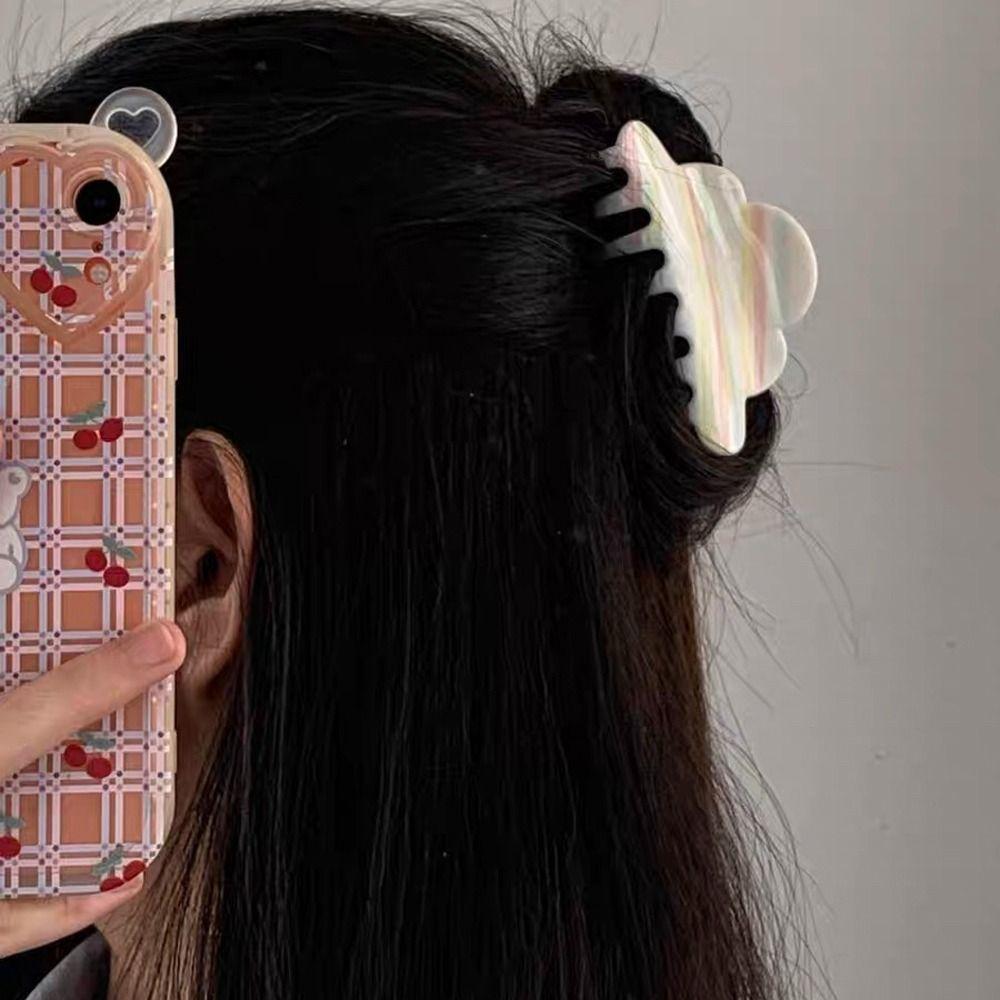 Rainbow Cloud Acetic Hair Claw Stripe Rainbow Hair Clip Sweet Stripe Shark Clip  Party