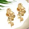 1set 3pcs 2024 New Vintage Golden Floral Earrings Unique Design High-End Quality Statement Dangle Earrings Necklace For Women Party And Daily Wear