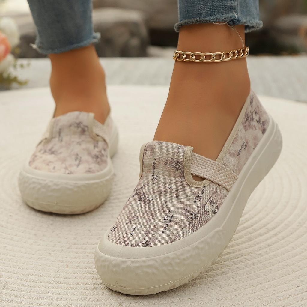 Spring Autumn Solid Color Elegant Shallow Mouth Breathable Canvas Flat Shoes New Round Toe Comfortable Casual Women's Shoes