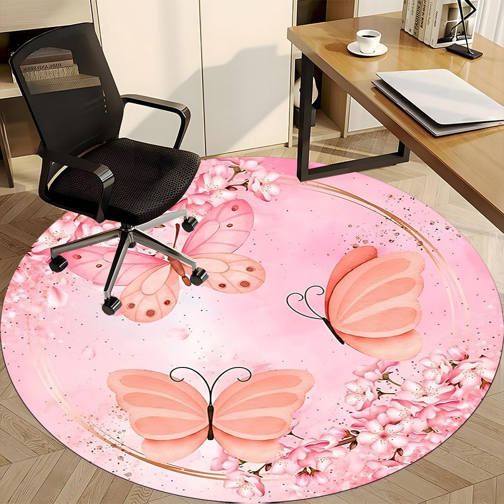1pc Butterflies Flowers Carpet for Office, Non-slip, Soft and Durable Office Rug, Perfect for Office yy260128025