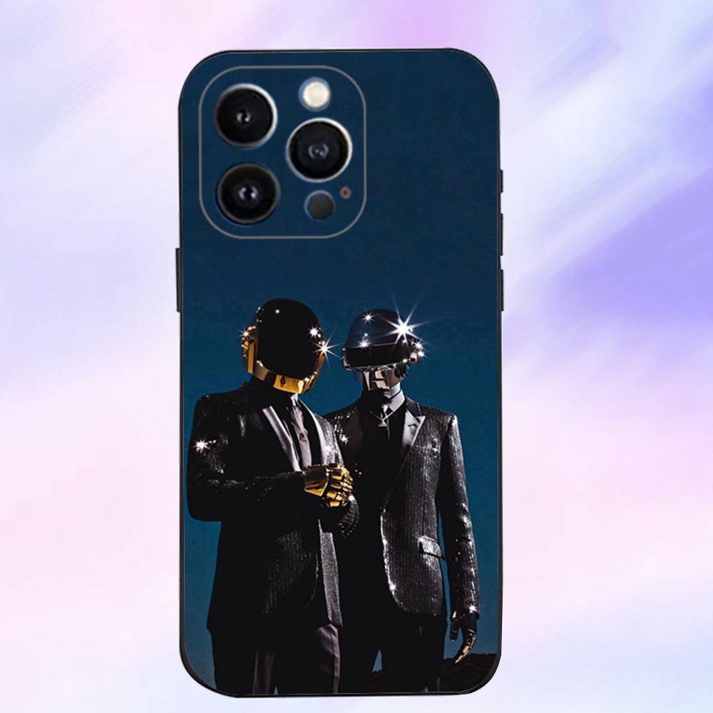 D-Daft P-Punk Band Phone Case For iPhone 16,15,14,13,12,11 Plus,Pro Max,XS,X,XR,SE,Mini,8,7,Soft Silicone Black Cover iPhone12