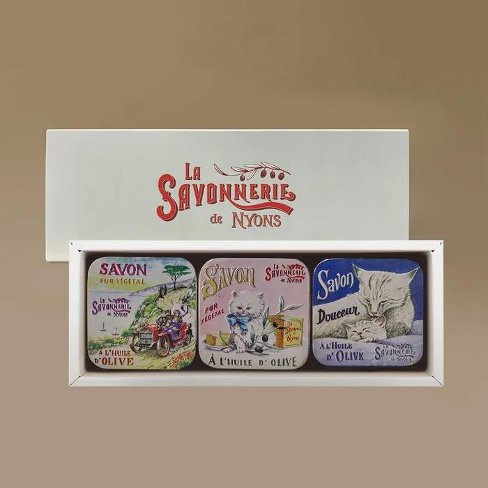 [Gift Recommendation] French Natural Cleansing Soap Tin Case 3-Piece Sleeve Set
