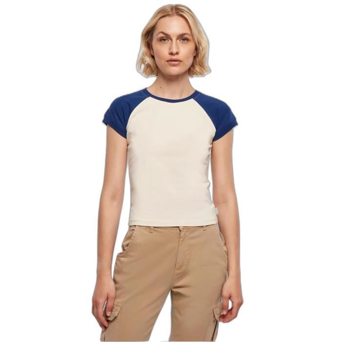 T-shirt Baseball Retro Femme Urban Classics Organic Stretch - Blanc - M