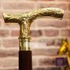 Walking Stick Handle Brass Wooden Victorian Foldable Cane Collectible Men's Gift