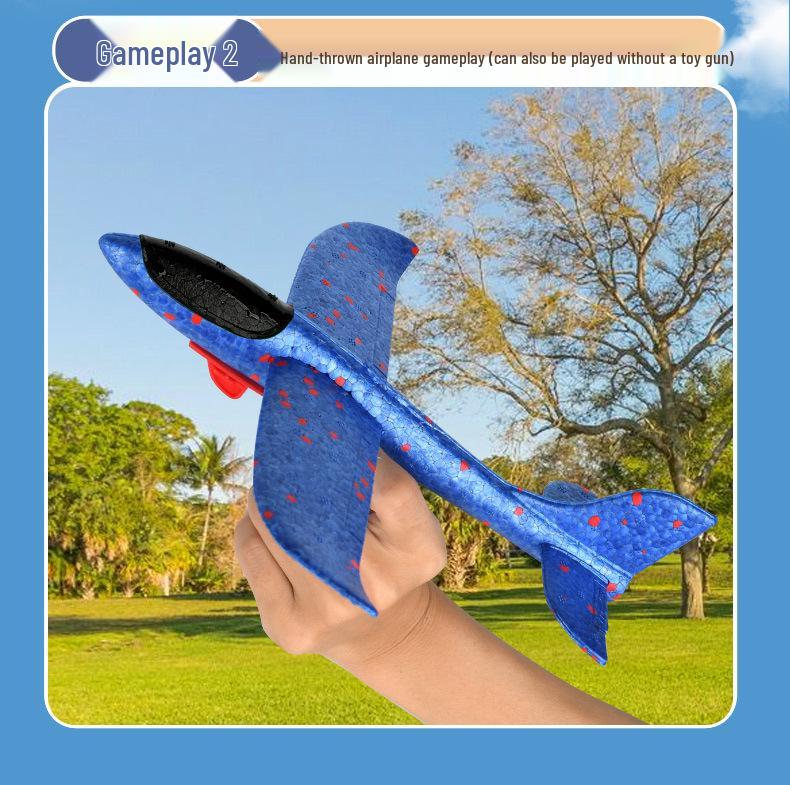 Cross-border Children's Foam Airplane Launcher Toy Gun: One-Key Launch, Hand-Thrown Flying Kite Ejector.
