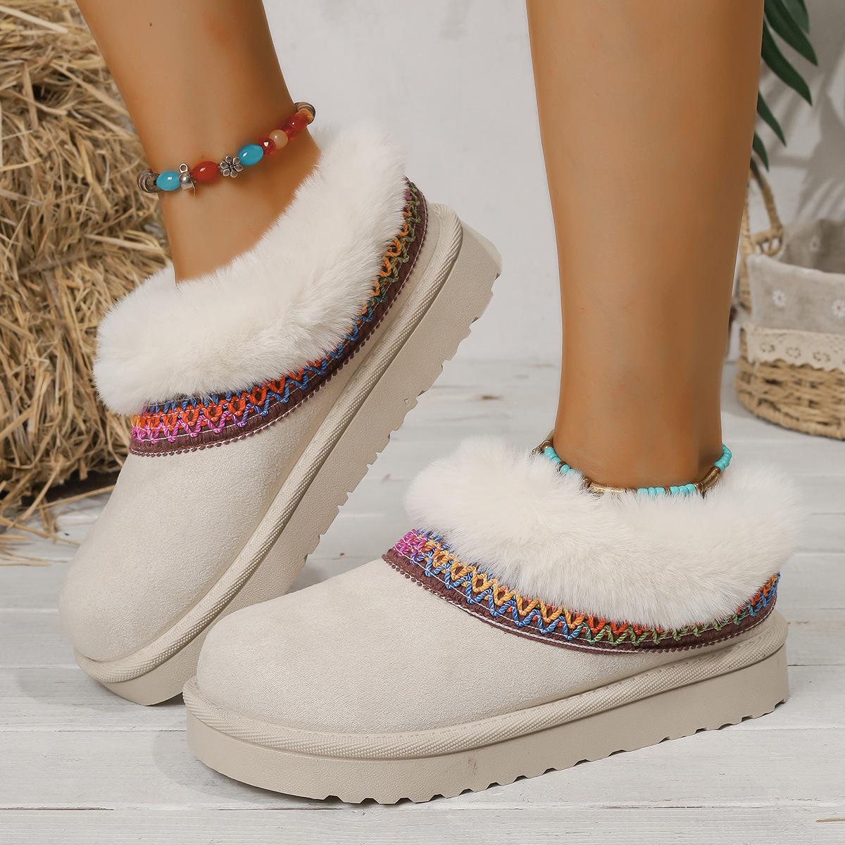 

Women s hairy mouth padded cold warm thick soles lightweight hiking mountaineering waterproof non-slip sports snow boots cotton shoes 41 бежевый