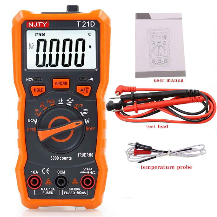 NJTY T21E T21D Intelligent Household High-Precision Compact Mini Digital Multimeter Universal Meter Capacitance Meter