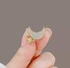 Elegant Rhinestone Moon BroochesFor Women Star Crescent Lapel Pins Clothing Coat Jewelry Party Accessories Gifts