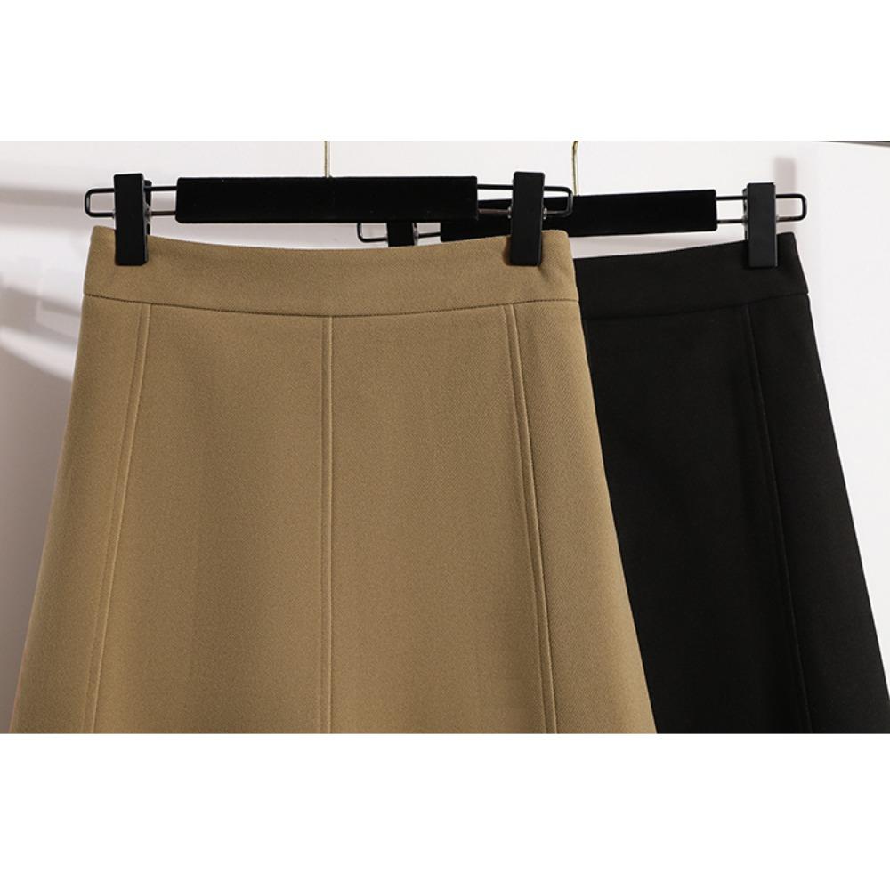 DIMANAF 2025 Plus Size Autumn Winter Women Long Skirts Thicken Elastic Waist Trousers Oversize 5XL