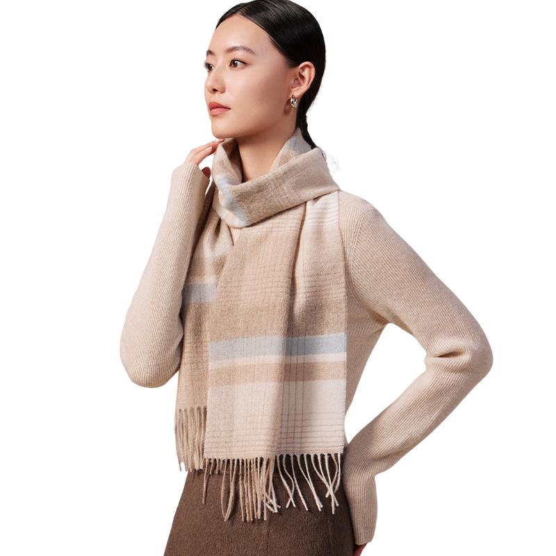 Shanghai Story Women's 100% Wool Plaid Scarf