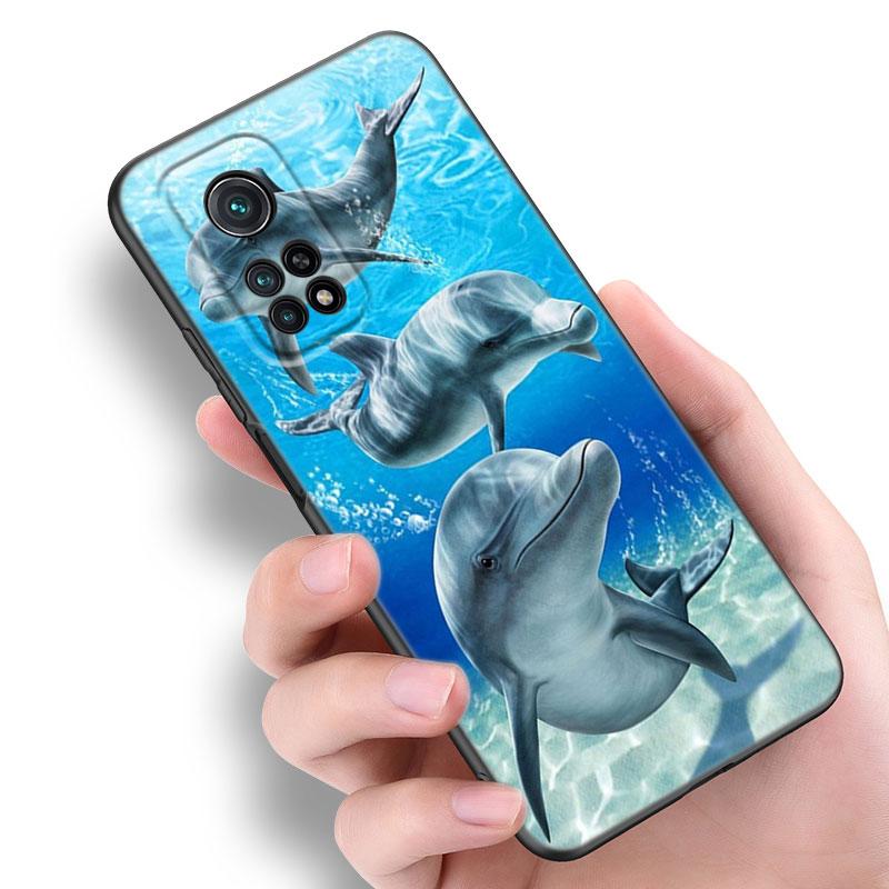 Ocean Golphin Dance Skaczące Etui na Telefon Dla Xiaomi Mi A2 8 9 SE Note 10 10T 11 12 Lite 9T 11T 12S 12T Pro A3 6X 12X Czarne Etui