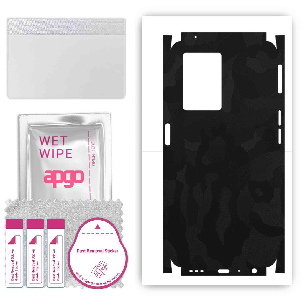 apgo Protective Skin Sticker for the Back+sides Compatible with Oppo A77 5G, Full Wrap Film, Foil, Vinyl - Pattern Black Camo