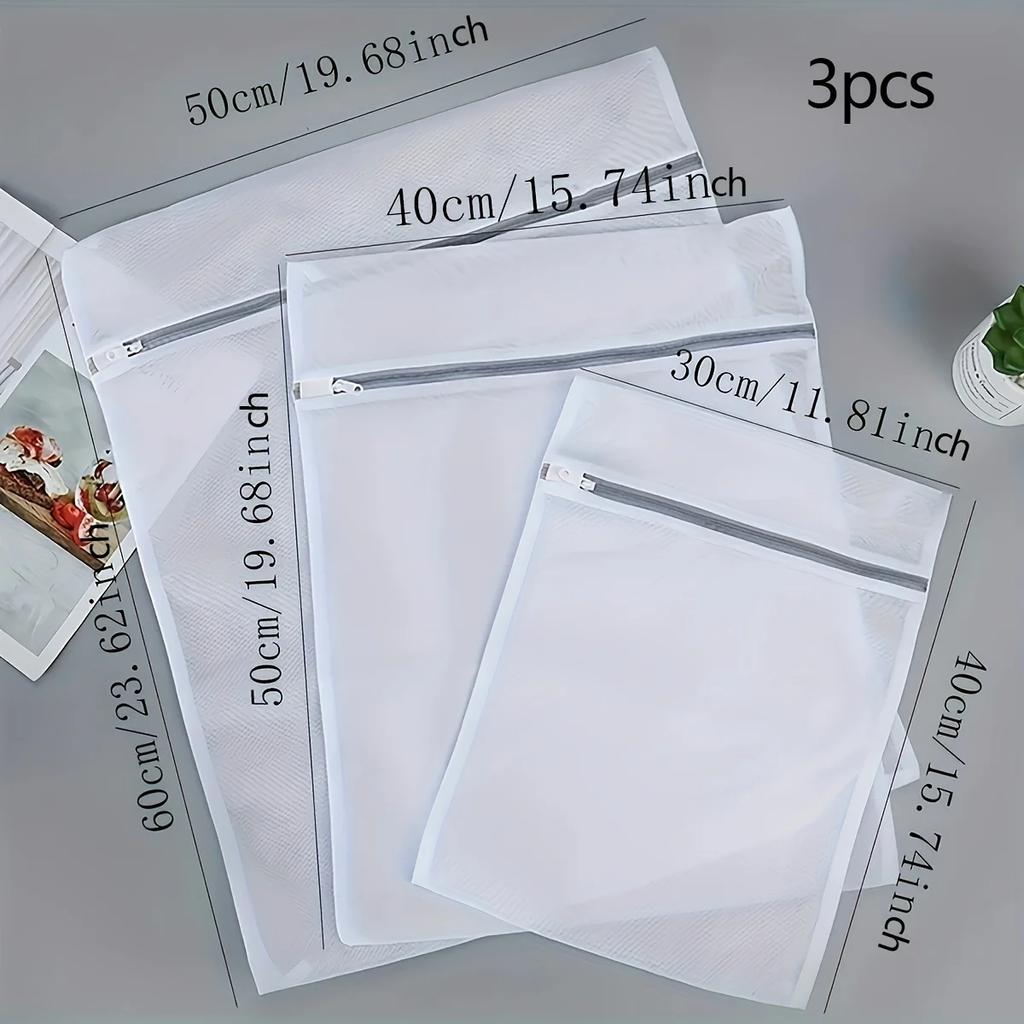 1pc/3pcs Zipper Laundry Bag Fine Mesh High Quality Storage Bags Household Clothes Cleaning Protect Washing Bag For Washing Machi