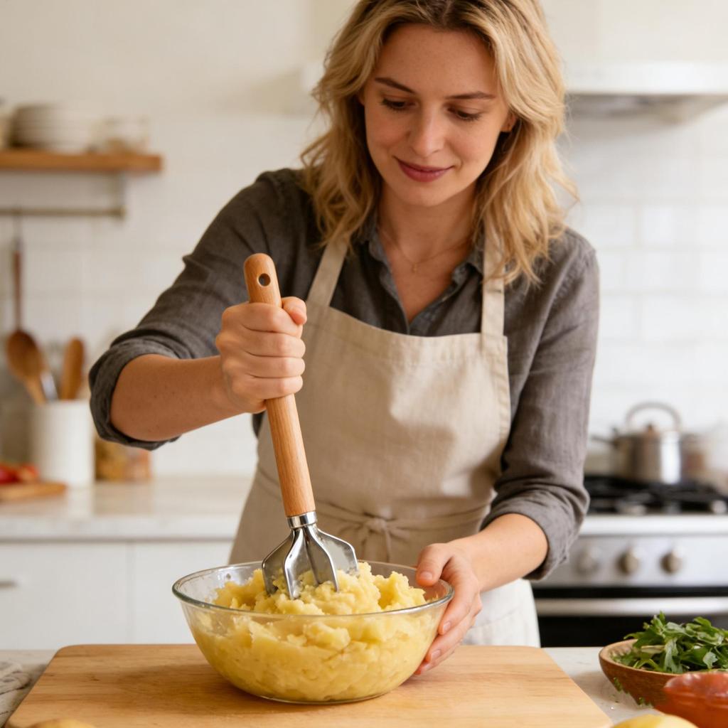 Hackfleisch-Zerkleinerer Werkzeug Lebensmittel-Mühle Mit Holzgriff Antihaft-Lebensmittelstampfer Für Fleisch Gemüse Kartoffel Hähnchen Rindfleisch Nuss