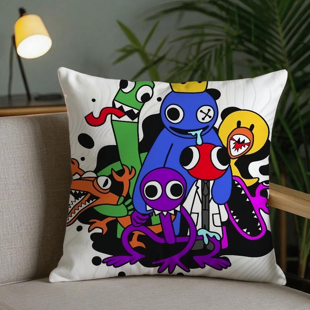 Cartoon-Spiel RRainbow Friends Kissenbezug Quadratisch Doppelseitiger Druck Sofakissenbezug Kissenbezug Schlafzimmer Nachttisch