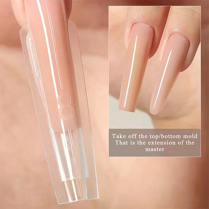 240PCS Sandwich Dual Nail Form Coffin Almond Nail Forms 14Size Reusable Top Bottom Forms Nail Art Extension Top Mold Bottom Mold