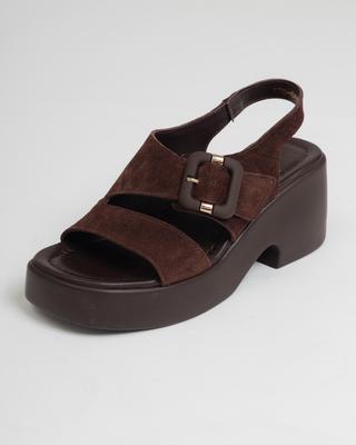 Aquamarin 6408 36 Brown Suede Thick-heeled Sandals