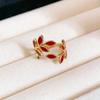 Gold Plated Zircon Cat's Eye Double Layer Retro Ring