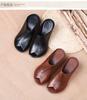 Thick-Heeled Soft Leather Outer Slippers Fish Mouth Comfortable Versatile Mid-Heeled Women Sandals Women'S Mother'S Shoes Women
