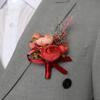 Lapela de Terno Masculino Flor Artificial Pulseira de Pulso Reutilizável Pulseira Floral Alta Simulação Versátil Celebração de Negócios Lapela